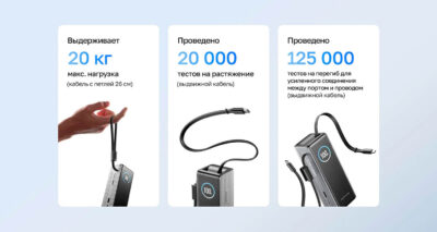 Повербанк ECOFLOW RAPID 25k черный (25 000 мАч, 170 Вт, со встроенным и выдвижным кабелями 100 Вт)